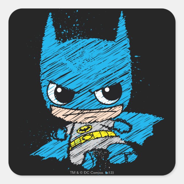 Sticker Carré Croquis Mini Batman (Devant)