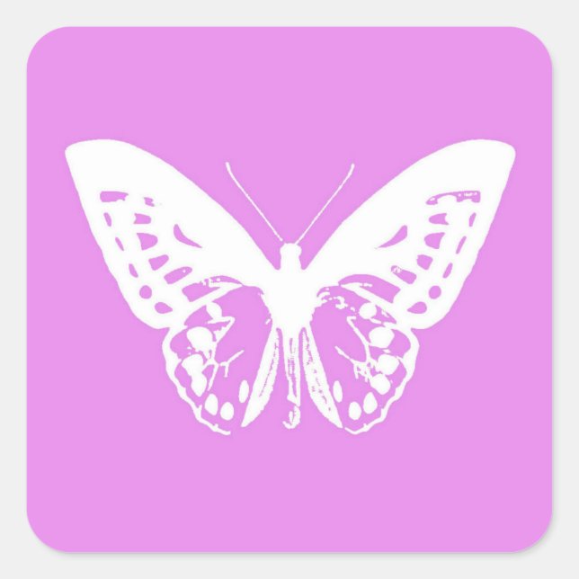 Sticker Carré Croquis papillon, orchidée et blanc (Devant)