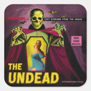 Sticker Carré Cru "boîte de film des vampires"