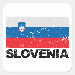 Sticker Carré Cru de drapeau de la Slovénie