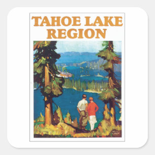 Sticker Carré Cru de région de lac Tahoe
