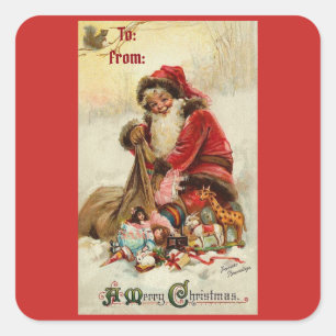 Sticker Carré Cru Père Noël de Joyeux Noël