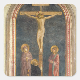 Sticker Carré Crucifixion avec la Vierge, SS. John the Evangeli