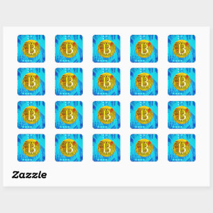 Sticker Carré Cryptomonnaie Bitcoin & Chip
