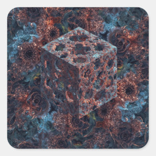 Sticker Carré Cube fractal avec découpe Mandelbrot 