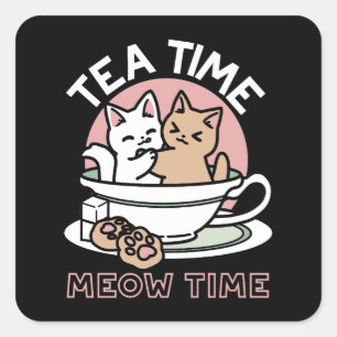 Sticker Carré Cuddin en coupe - Tea Time adorable