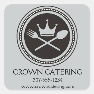 Sticker Carré Cuillère à couronnes personnalisées fourche cuisin