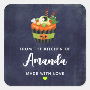 Sticker Carré Cuisine Cuite et Déplaisante Halloween Cupcake
