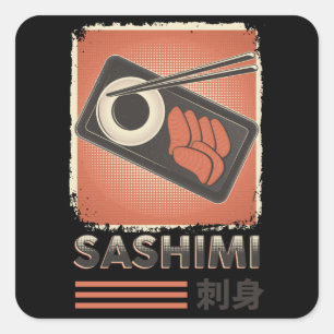 Sticker Carré Cuisine de Sashimi japonais parfaite   Style Vinta
