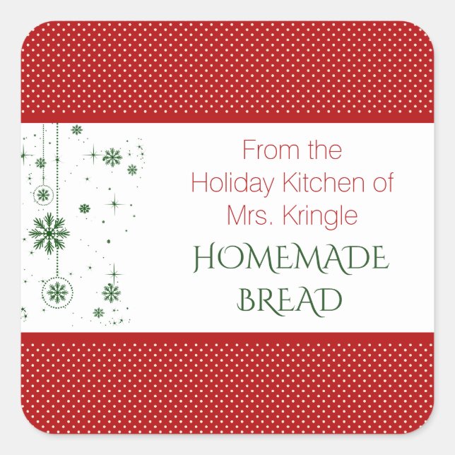 Sticker Carré Cuisine de vacances de cuisson Red Green Snowflake (Devant)