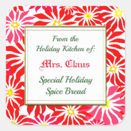 Sticker Carré Cuisine de vacances de Red Poinsettias Baking Stic