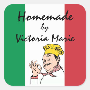 Sticker Carré Cuisine italienne maison personnalisée