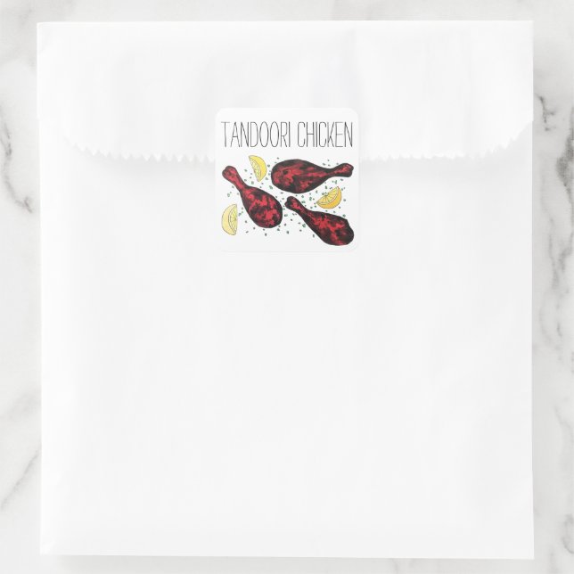 Sticker Carré Cuisine Tandoor de nourriture indienne Poulet Tand (Sac)