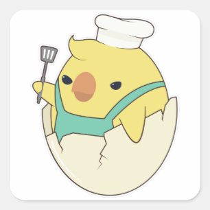 Sticker Carré Cuisinez avec le casquette du chef et la spatule