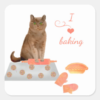 Sticker Carré Cuisson Brown pour chats Cookies et une tarte