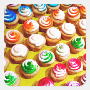 Sticker Carré Cuisson de gâteaux colorés