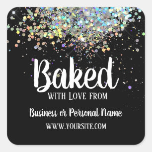 Sticker Carré Cuit avec amour Custom Business Parties scintillan