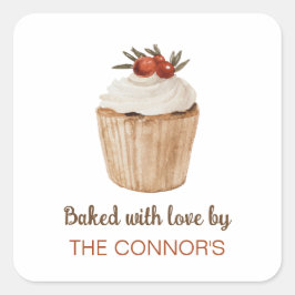 Sticker Carré Cuit avec le gâteau de Noël de l'amour
