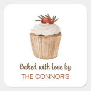 Sticker Carré Cuit avec le gâteau de Noël de l'amour