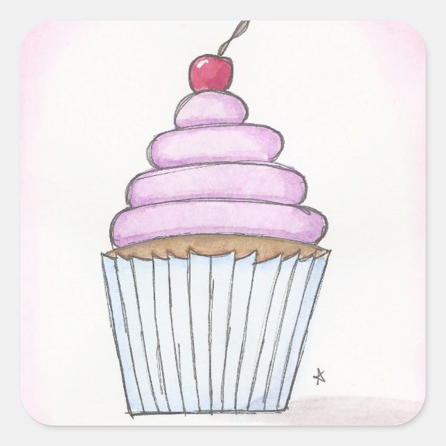 Sticker Carré cupcake (Devant)