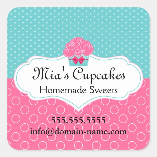 Sticker Carré Cupcake Boulangerie Couvercles (Devant)