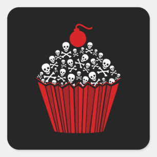 Sticker Carré Cupcake crâne