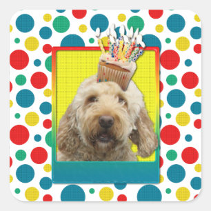 Sticker Carré Cupcake d'anniversaire - GoldenDoodle