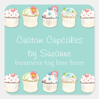 Sticker Carré Cupcake Dessert Boulangerie Identité d'entreprise