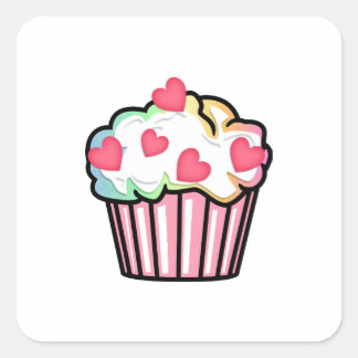 Sticker Carré Cupcake Love