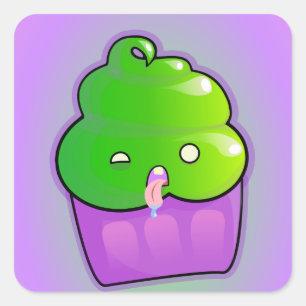 Sticker Carré Cupcake Zombie