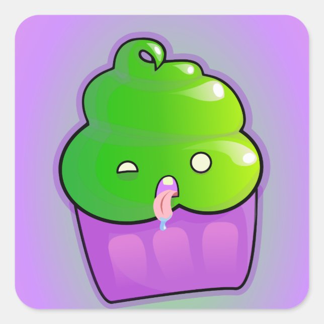 Sticker Carré Cupcake Zombie (Devant)