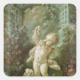 Sticker Carré Cupidon avec des raisins