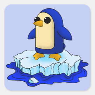 Sticker Carré Curieux mignon bébé pingouin