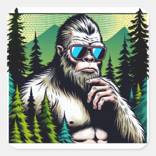Sticker Carré Curieux pied de lit avec lunettes de soleil se cac