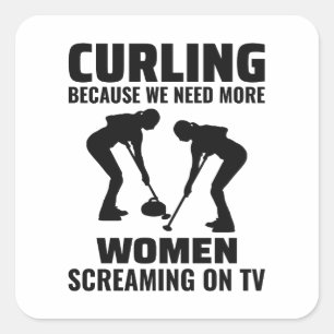 Sticker Carré Curling en pierre hiver Curler sport glace