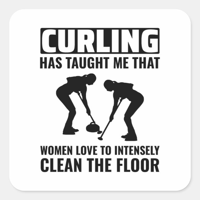 Sticker Carré Curling en pierre hiver Curler sport glace (Devant)