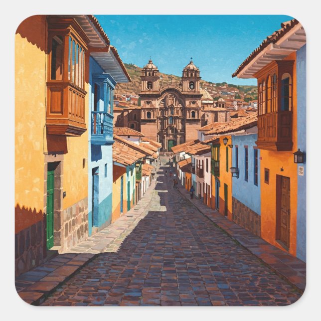 Sticker Carré Cusco Pérou Voyage (Devant)