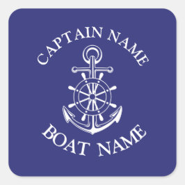 Sticker Carré Custom boat captain name navy nautical sailor  cla