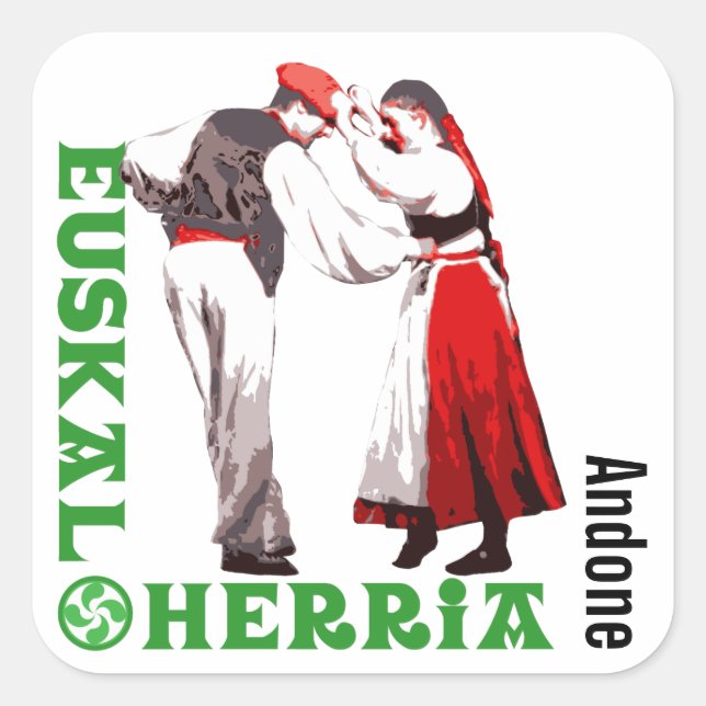 Sticker Carré Custom, Euskal Herria, danse basque traditionnelle (Devant)
