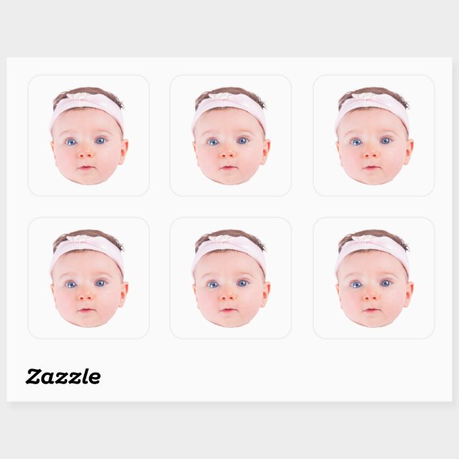 Sticker Carré Custom Face Sticker, Personalized Face Photo Sheet (Feuille)