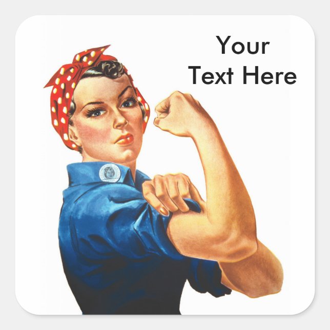 Sticker Carré Custom Modern Rosie le Riveter (Devant)