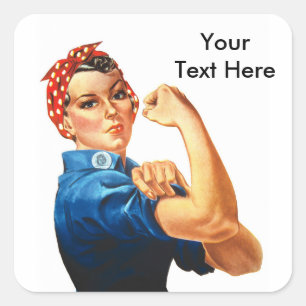 Sticker Carré Custom Modern Rosie le Riveter