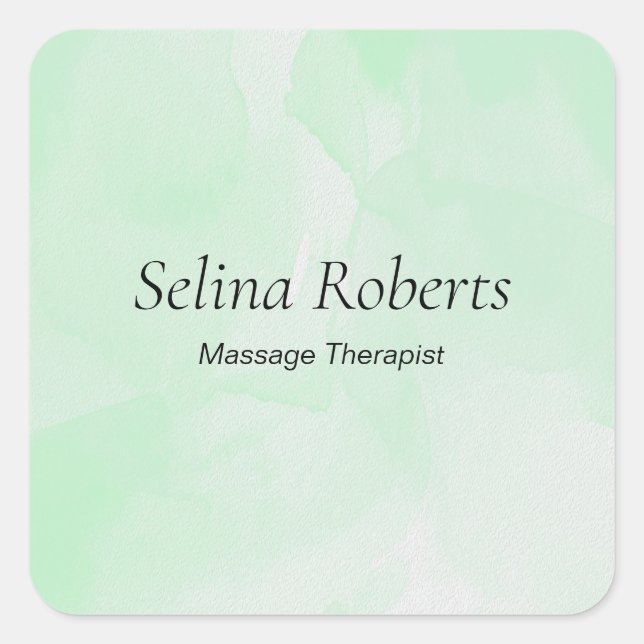 Sticker Carré Custom name green watercolor (Devant)