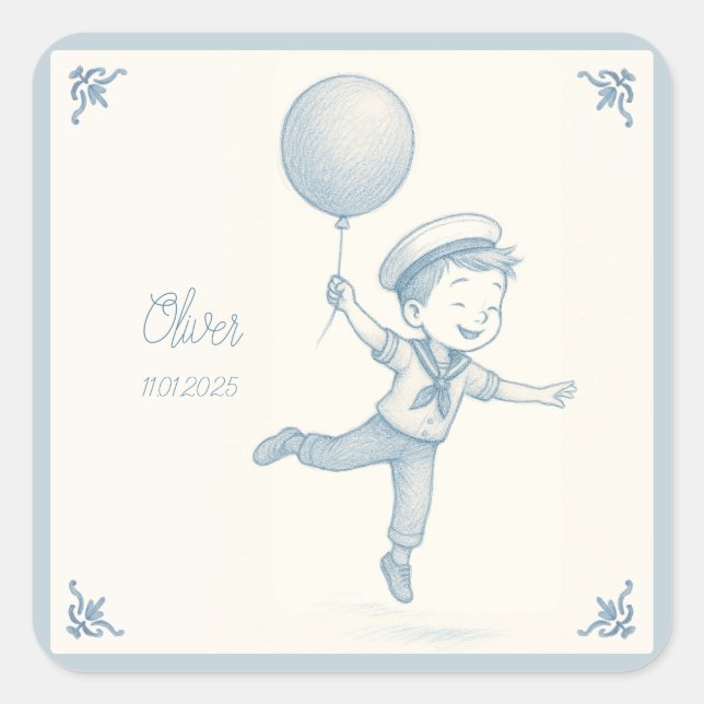 Sticker Carré Custom personalized baby boy name  (Devant)