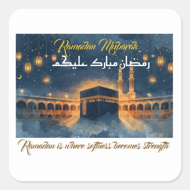 Sticker Carré Custom Ramadan Mubarak Card – Personalized Arabic  (Devant)