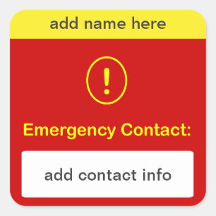 Sticker Carré CUSTOMISEZ CE contact de secours de ~