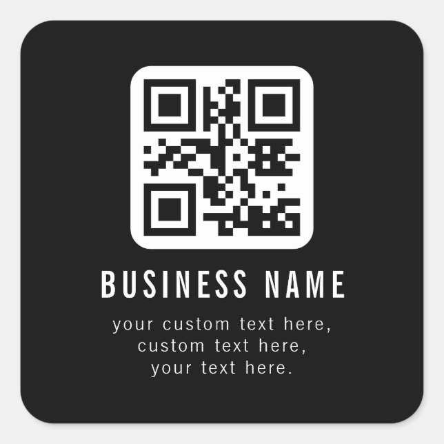 Sticker Carré Customizable QR Code & Editable Text Design (Devant)