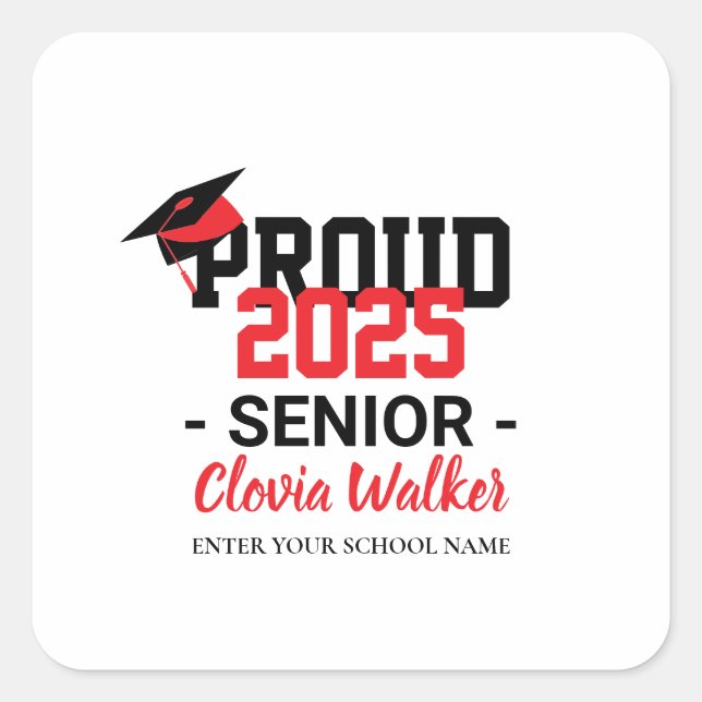 Sticker Carré Customized proud school senior graduate (Devant)