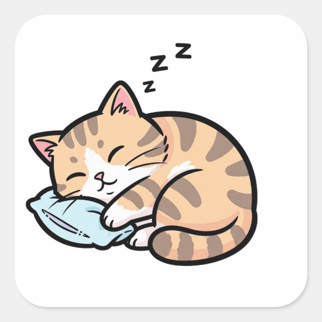 Sticker Carré Cute Animal Kawaii Cat (Devant)