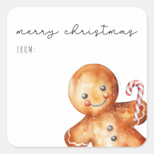 Sticker Carré Cute Aquarelle Ginglerie Homme   Joyeux Noël